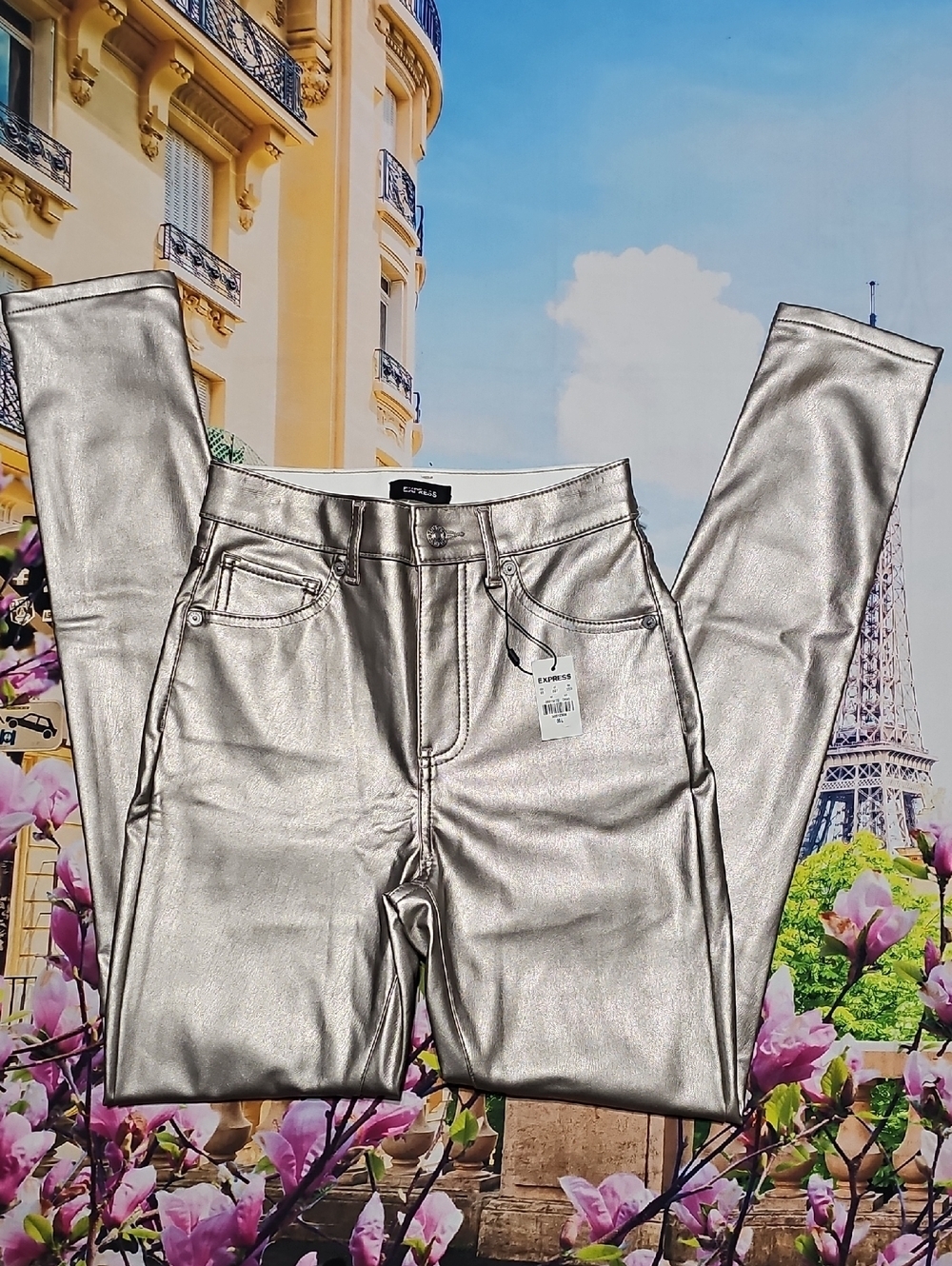 Express High Rise Skinny Jeans in Metallic  Size 00 New